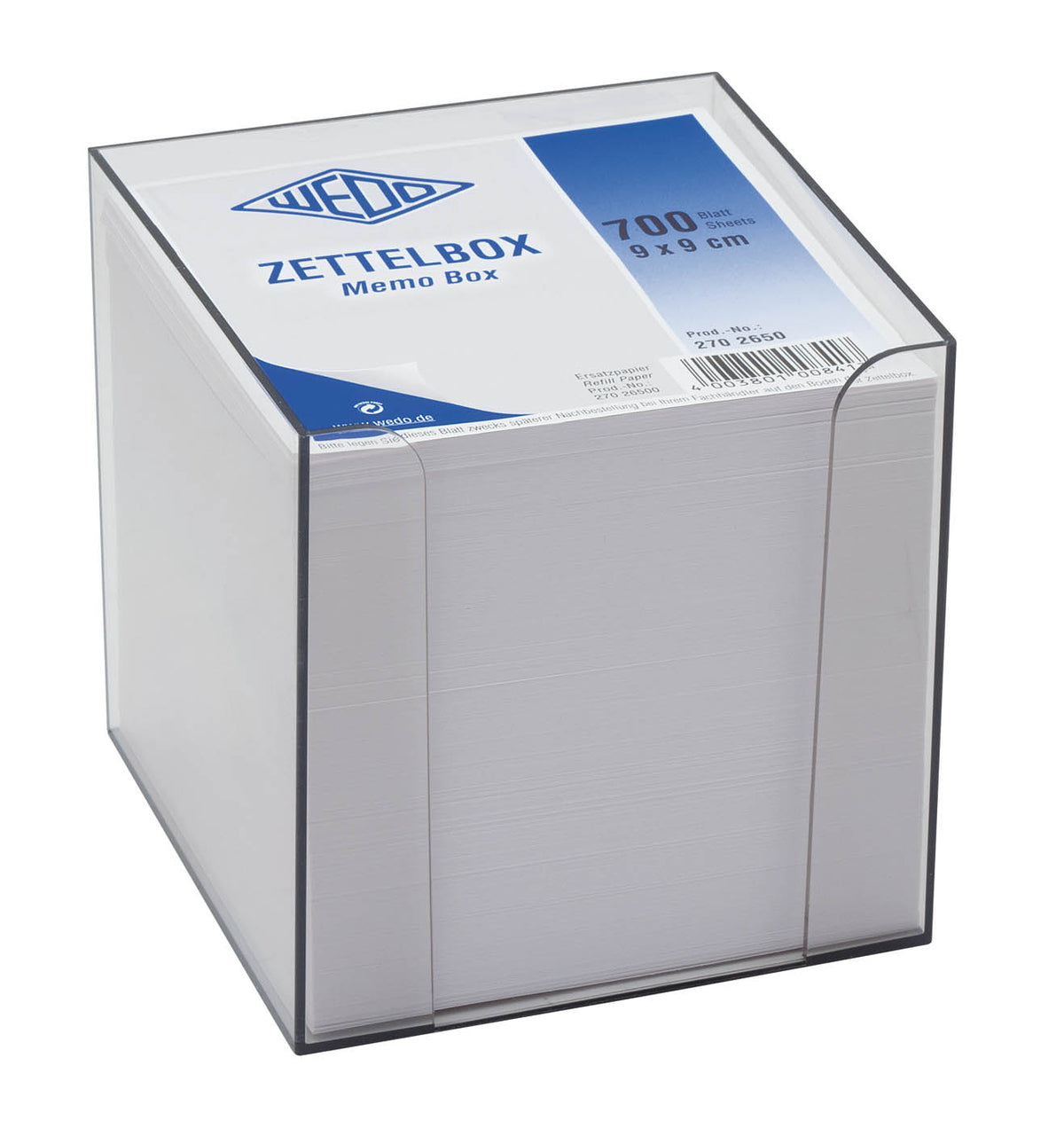 WEDO® Zettelbox 9,5 x 9,5 cm aus Kunststoff, gefüllt