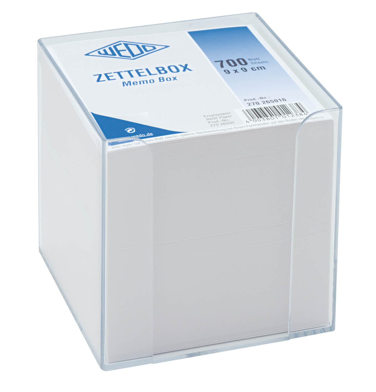 WEDO® Zettelbox 9,5 x 9,5 cm aus Kunststoff, gefüllt