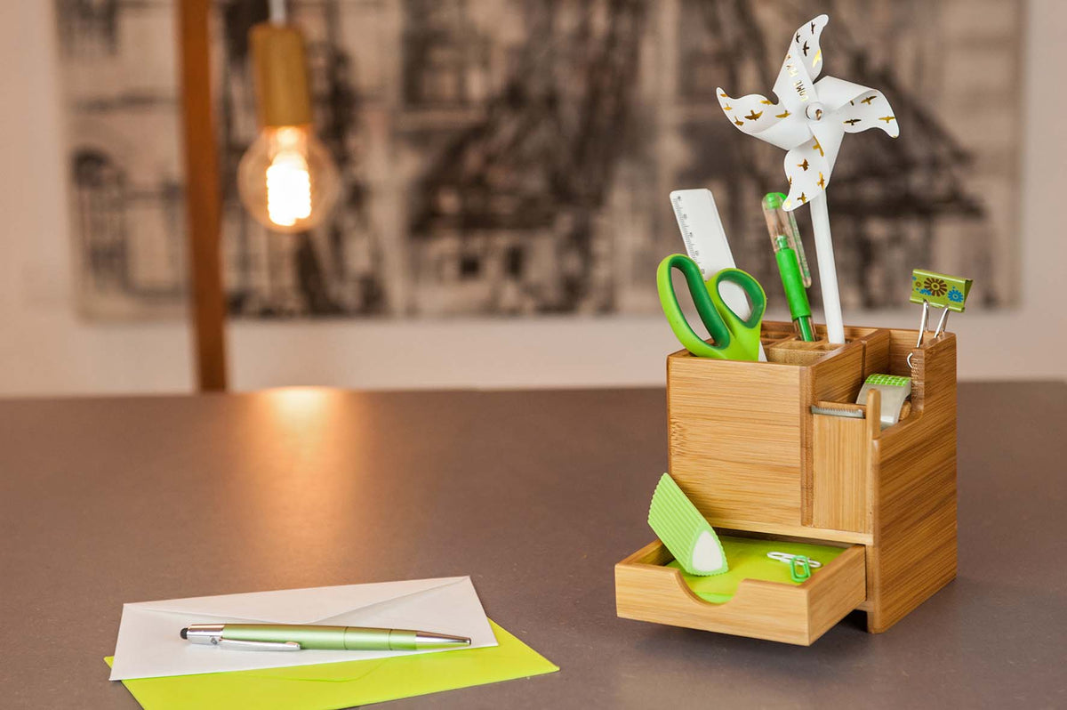 WEDO® Tischorganizer mit Klebefilm-Abroller Bambus