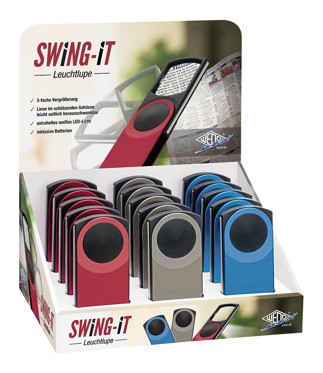 WEDO® Leuchtlupen SWING-IT im 15er Display