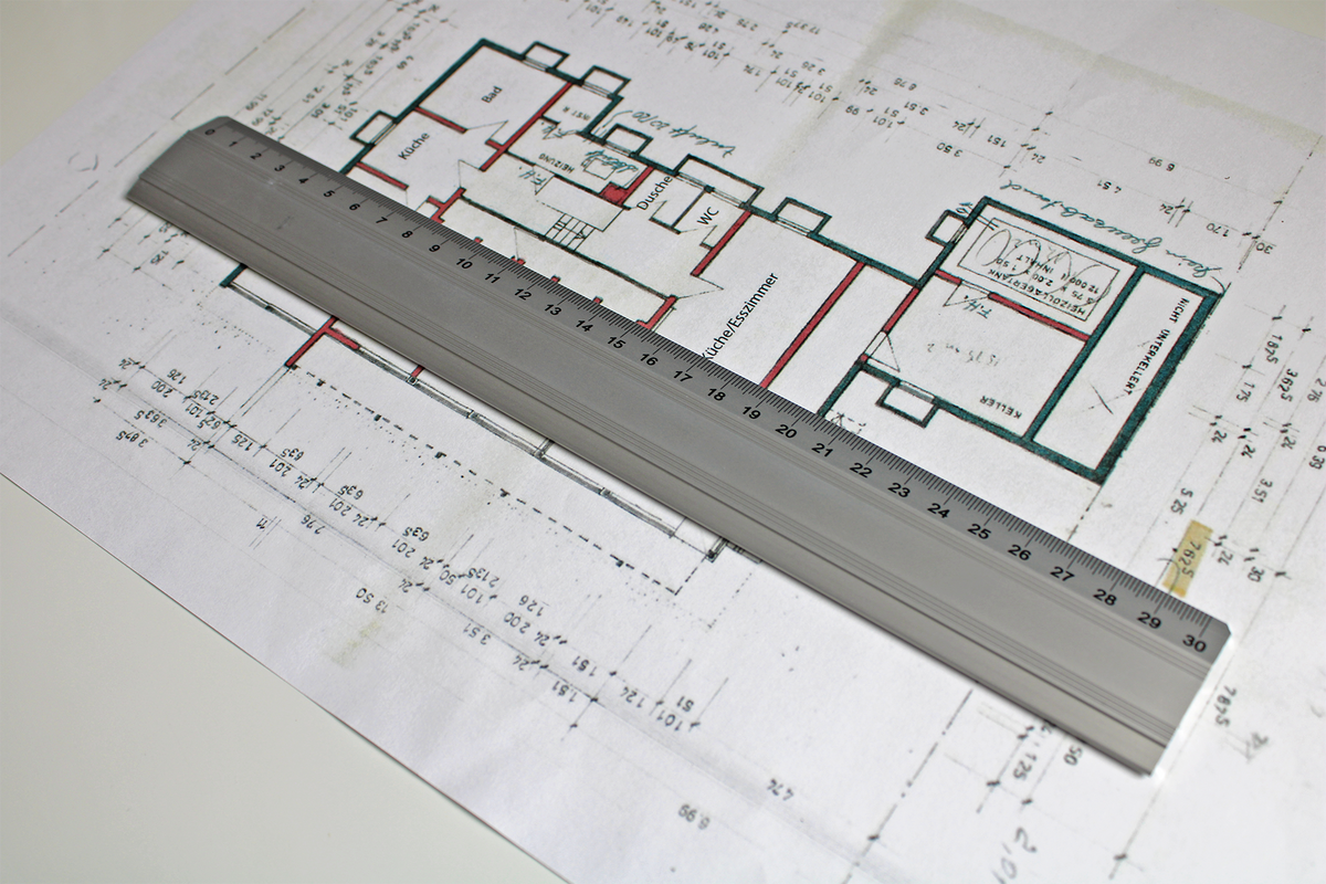 WEDO® Aluminium-Lineal 30 cm mit Gummieinlage