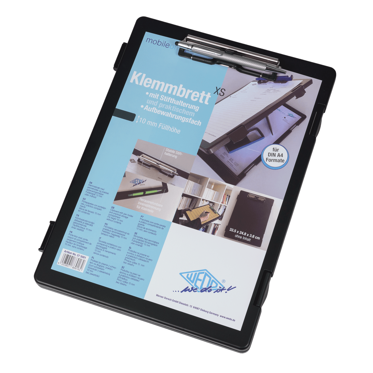 WEDO® Klemmbrett A4 XS mit Aufbewahrungsfach