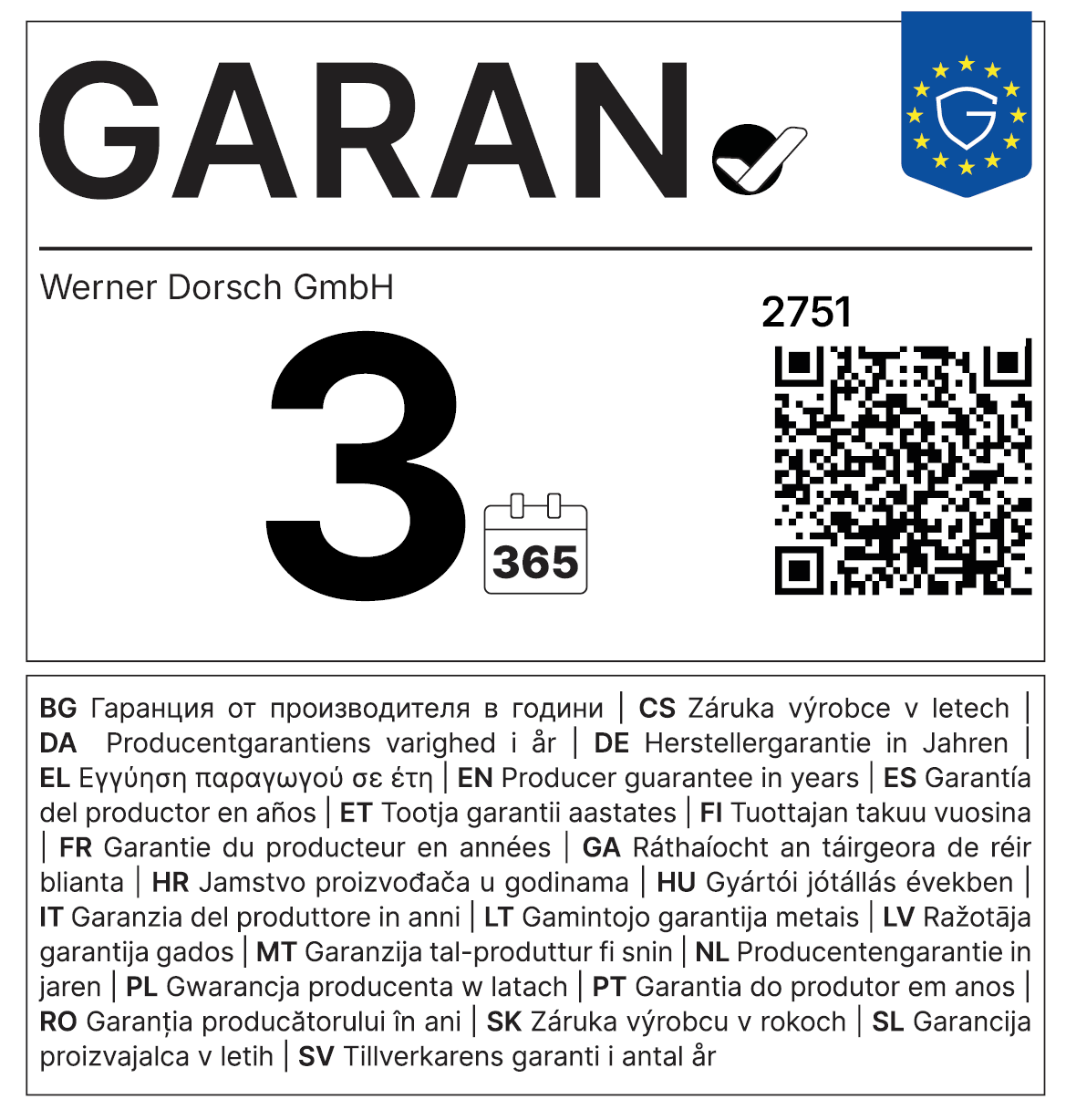 Garantielabel für WEDO® Fußstütze Relax