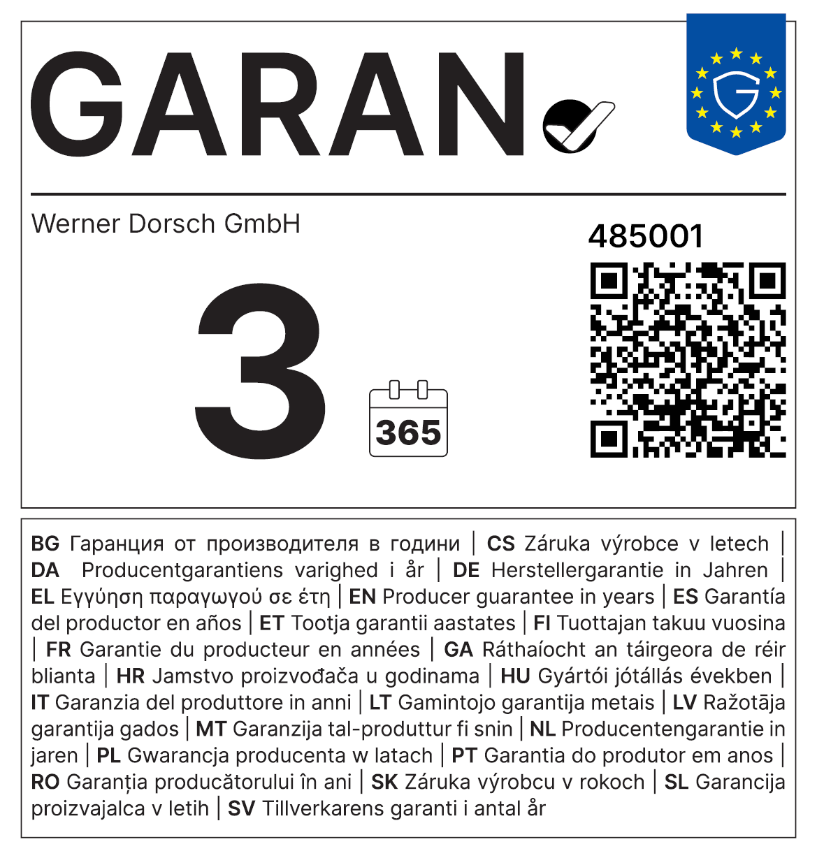 Garantielabel für WEDO® Waage Optimo 5000